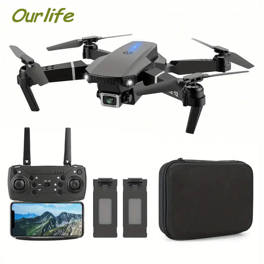 E88 Pro Drone With WiFi FPV Dual Foldable Remote Control Quadcopter With Altitude Hold, Headless Mode, Visual Positioning, App Control, And 2 Batteries