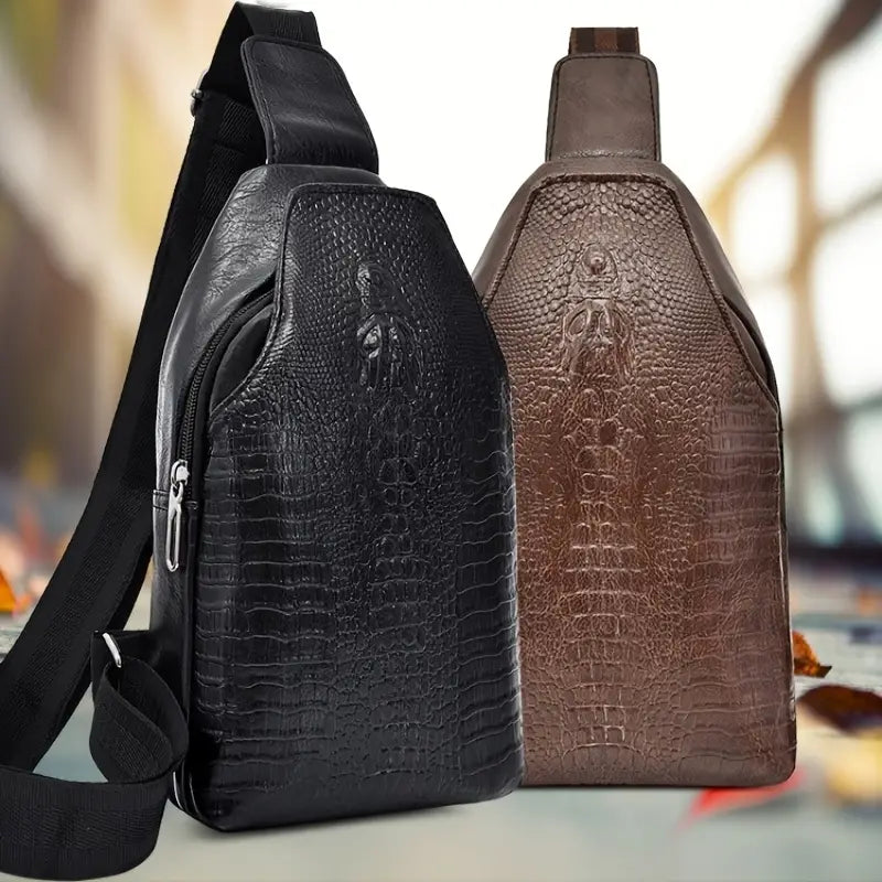 European And American Fashion Crocodile Pattern Waist Bag, Multifunctional Men's Shoulder Bag Trendy Bag