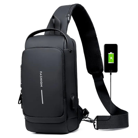 Anti-Theft Crossbody Sling Bag With USB Charging Port Waterproof Scratchproof Shoulder Backpack Lightweight Chest Bag Give Gifts To Men